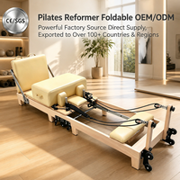 Reformer Pilates en chêne pliable et réglable, portable, de qualité supérieure, pour studio commercial, avec fonctionnement silencieux et ensemble complet