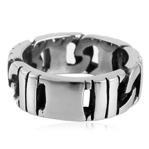 Men's <b>Titanium</b> Steel Hollow <b>Chain</b> Ring Geometric Openwork Design Silver Color 213053 - Product Image 5