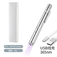 Lampe torche LED portable haute luminosité UV 365nm 395nm avec clip, mini lampe stylo rechargeable USB à piles sèches – Offre Spéciale