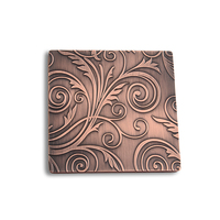 Posavasos de metal con logotipo personalizado de cobre y latón antiguo único de moda antigua de forma cuadrada