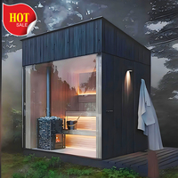Sauna extérieur et aire de repos Maison en bois Baignoires spa préfabriquées Salles de sauna Tube de bain