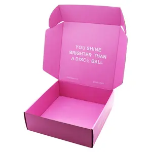 Groothandel Golfkarton Papier Verpakking Mailing Doos Cosmetische Mailer Box Custom Logo Huidverzorging Roze Verzending Dozen