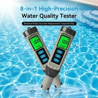 Testeur d'eau numérique professionnel, pH-mètre, TDS-mètre, 8 en 1, CL/Salinité/ORP/Température/Chlore, pH-mètre pour piscine