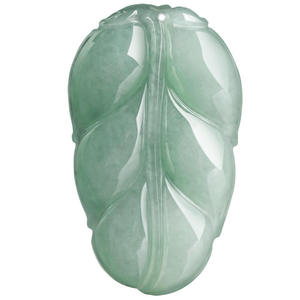 Pendentif en jade naturel de Birmanie en forme de feuille, bijoux pour femmes, design original, style chinois, cadeau avec certificat d'évaluation HJ86 - Product Image 5