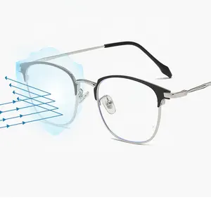 Pabrik langsung persegi cahaya biru bingkai kacamata wanita optik resep kacamata Pria jelas komputer kacamata