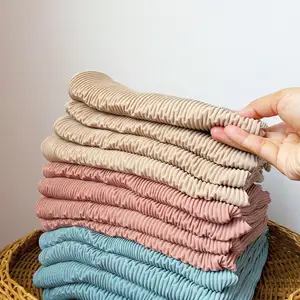 Hijab en mousseline plissée pour femmes malaisiennes, châles en mousseline froissés de couleur unie pashmina, vente en gros