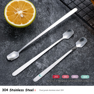 Custom logo 304 Stainless Steel Long Handle <b>square</b> Mixing Spoon Coffee Stirring Spoon for Tea Coffee Ice Cream - Product Image 5