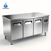 Réfrigérateur commercial BANGMAOL à 3 portes sous comptoir, table de travail en acier inoxydable, réfrigérateur de préparation de cuisine, congélateur