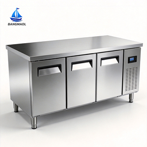 Refrigerador Comercial BANGMAOL de 3 Puertas, Refrigerador Bajo Mostrador de Acero Inoxidable, Mesa de Preparación de Cocina, Refrigerador Congelador - Product Image 1