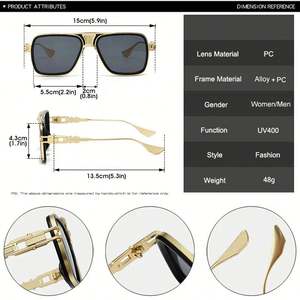 Gafas de Sol de Moda 2025 con Logotipo Personalizado, Estilo Punk, Aleación, Protección UV400, Montura Metálica Cuadrada Tipo Piloto para Hombre y Mujer - Product Image 6