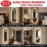 Miroir sur pied Fullkenlight à LED pleine longueur, cadre en aluminium, design minimaliste ovale, commande tactile, miroir de dressing pour chambre à coucher