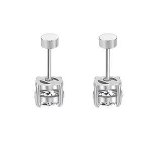 Titanium Steel Screw Rod Earring Four Prong Diamond Holder DIY Jewelry Accessories Ear <b>Cartilage</b> <b>Stud</b> Empty Setting - Product Image 4