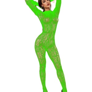Lingerie sexy pour femmes, body en résille, une pièce, manches longues, dos nu, en dentelle, tenue de rave, vêtements de club - Product Image 4
