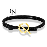 Bracelet en corde tissée à la main avec fermoir OT en acier inoxydable pour hommes femmes bijoux