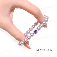 Bracelet en améthyste naturelle et perles d'eau douce avec breloque gourde plaqué or rose, vente en gros, fournisseur OEM personnalisé