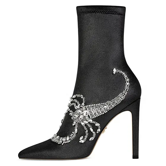 Classic ladies diamond boots 2020 designer ladies ankle boots brand design luxury women's shoes party high heels
