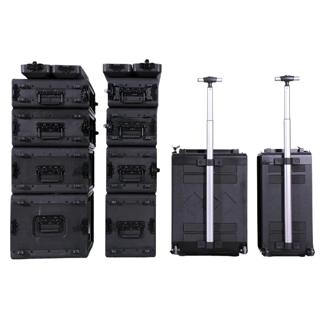 260mm Depth 8U 12U 14U 16U Line Array Speaker Flight Case PE Plastic Lcd Tv Rack Flight Case Shockproof Led Tv Lift Flight Case