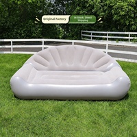 Canapé gonflable en PVC à double dossier en éventail, floqué, portable, pour camping en extérieur, modèle AA027, directement de l'usine, prêt à être expédié