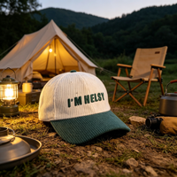 Gorras de Béisbol de Pana con Logotipo Personalizado al por Mayor, Gorras Vintage Estructuradas de 6 Paneles con Contraste de Dos Tonos y Bordado, Directo de Fábrica