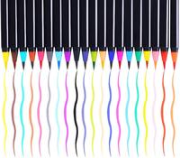 Lot de 20 stylos marqueurs pour pinceau de peinture aquarelle à pointe souple rechargeable Ensemble de papeterie pour peinture art dessin