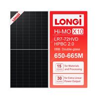Nouveau stock prêt Longi Himo X10 650w panneau solaire demi-cellule bifacial prix LR7-72HVD-660M 660w panneau d'énergie solaire à double verre