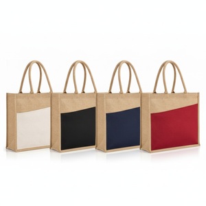 Bolsa de Yute con Bolsillo Frontal de Lona, Asas de Cuerda, Reforzada, Aprox. 40x35cm, Logotipo Personalizado Serigrafiado, Promocional, al por Mayor - Product Image 4