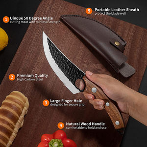 Fabrika doğrudan satış paslanmaz çelik ahşap saplı el dövme 6''Butcher bıçak kanca halkası ile - Product Image 4
