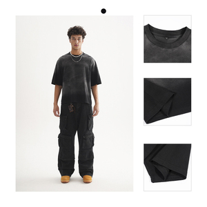 เสื้อยืดทรงบ็อกซี่ฟิต วินเทจ ล้างสีแบบแอซิดวอช ผ้าฝ้าย 100% สีซีดจางแบบซันเฟด ทรงครอป แห้งเร็ว น้ำหนัก 280 กรัม ผ้าหนา ทรงโอเวอร์ไซส์ ยูนิเซ็กส์ สำหรับผู้ชาย - Product Image 4