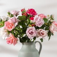 Lot de 3 têtes de roses artificielles Lyon, toucher réel, faites à la main, écologiques, pour arrangements floraux DIY, Fête des Mères, Pâques
