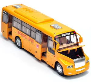 bus anak laki-laki Suppliers-Top 1/32 Model Diecast Bus Sekolah, Logam Paduan Bus Simulasi Tinggi Lampu Mobil Mainan Kendaraan untuk Hadiah Anak-anak