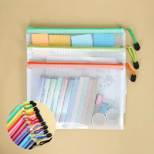 Wholesale Size A4 Colorful 30pcs PVC Mesh Zipper <strong>Document</strong> <strong>Pouches</strong> Transparent File Bag for Stationery and <strong>Travel</strong> Storage - Product Image 3