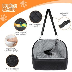 Siège rehausseur pour chien amovible et lavable, siège auto pour petit chien, lit de voyage avec poche de rangement, ceinture de sécurité pour animaux de compagnie jusqu'à 30 livres, utilisation extérieure, mousse - Product Image 3