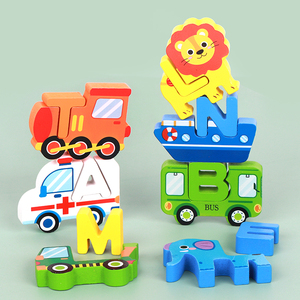 Ensemble de blocs d'alphabet en bois créatifs pour la reconnaissance des lettres, la pratique de l'orthographe, le développement cognitif pour les tout-petits et les enfants - Product Image 2