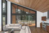 Villa préfabriquée à un étage de 1421 pieds carrés, maison de vacances moderne à ossature légère en acier avec grande terrasse