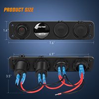 Panel saklar Voltmeter LED 4 dalam 1 multifungsi, dengan USB ganda dan Outlet untuk truk, mobil, laut