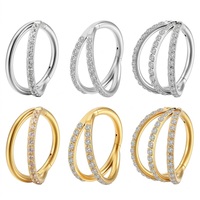 Cincin Titanium ASTM-F136 JiaXin untuk Implan, Model Hinged Ring Clicker, Cincin Hidung, Anting Cartilage Hoop, Cincin Lubang Hidung, Cincin Bibir
