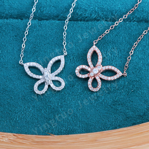 Gioielli di moda in argento 925 18k placcato oro Moissanite catena a farfalla collana pendente per le donne regalo - Product Image 4