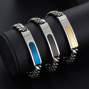 Anti Tarnished 316L Stainless Steel Fashion <b>Men's</b> Bracelet & <b>Bangle</b> 14K 18K Gold Plated Engravable Bracelet Blanks <b>For</b> <b>Men</b> - Product Image 3