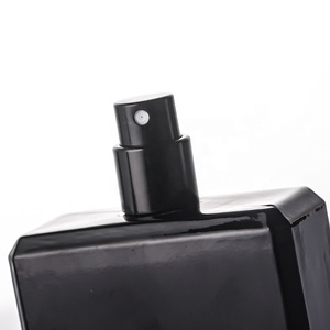 Özel parlak siyah kare boş parfüm şişesi 50ml 100ml pompa püskürtücü mühür ile XF-15 toptan - Product Image 5