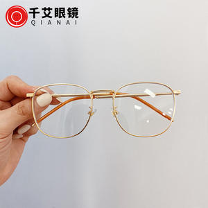 Gafas de Metal Estilo Lisa con Protección Anti Luz Azul, Montura Dorada, Redonda, Completa, para Mujer, Lentes con Forma Ovalada, Lentes AC, Taizhou - Product Image 4