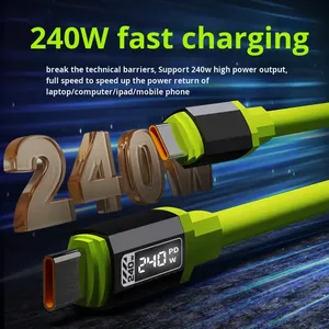 Cavo USB C 3in1 RGB LED 66W 6A Ricarica Rapida in Rame Puro Intrecciato in Nylon con Luce Respirante per iPhone <span class=keywords><strong>Samsung</strong></span> Auto <span class=keywords><strong>Computer</strong></span> 1M 2M - Product Image 5