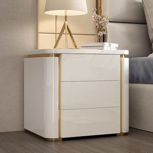 Mesita de Noche Blanca, mesita de noche auxiliar, mesita de noche flotante de madera antigua con cajón para muebles modernos - Product Image 4