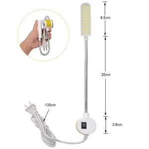 Lampe de travail <span class=keywords><strong>LED</strong></span> industrielle 1W 2W 3W portable à col de cygne magnétique, puissante, pour machine à coudre, avec prise UE/US, suspension flexible - Product Image 4