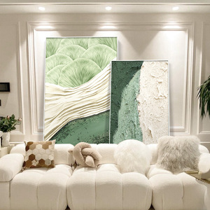 Stile nordico moderno in lega di alluminio pittura a olio <span class=keywords><strong>verde</strong></span> murale arte decorativa della parete per soggiorno ad alto livello divano appeso su tela - Product Image 1