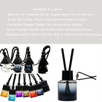 Diffuseur de parfum pour voiture en forme de diamant, 8 ml, flacon vide en verre suspendu avec couvercle à vis pour désodorisant et huiles essentielles