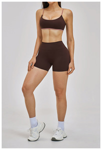 Conjunto de Yoga con Logotipo Personalizado, Estilo Naked Feel, Sexy, con Tirantes Finos, Top Deportivo y Pantalones Cortos, Traje Deportivo sin Costuras de 2 Piezas para Gimnasio y Entrenamiento - Product Image 5