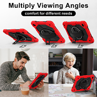 Étui robuste anti-chute WESOROL pour Samsung Tab A11 Plus/A9 Plus 11 pouces avec support rotatif à 360°, dragonne et bandoulière, rouge et noir