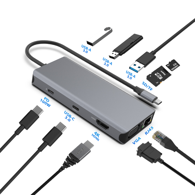 11 Port Multiports USB-C Type C Docking Station,other Computer Laptop Accessories Ethernet PD HDTV 11 in 1 Usb c Hub