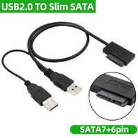 Cavo USB 2.0 a SATA 6+7 Pin (13 Pin) Slimline per Notebook, Disco Rigido Esterno HDD, Caddy per DVD Notebook