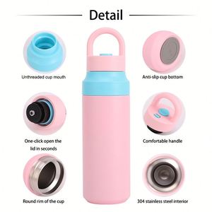 Custom 550ml 18oz Stainless Steel Tumbler New Insulated Vacuum Double Wall Thermal Water Bottle <b>One</b> Click Opening and Closing - Product Image 2